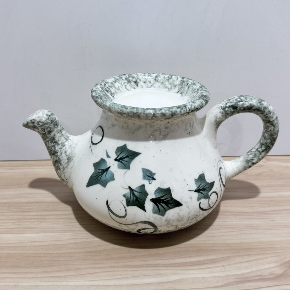 Handmade Cottagecore Teapot Shaped Wax Warmer Ceramic Artist Signed Grandmacore